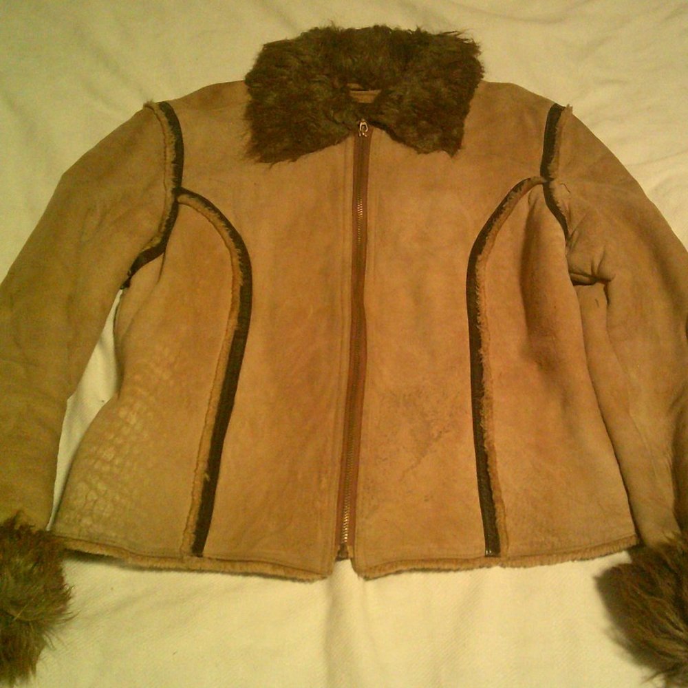 Women's Baby Phat Leather & Fur Jacket  - Size Large
